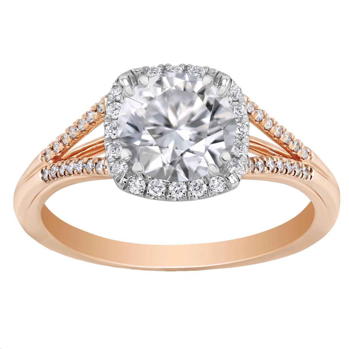 Diamond Halo Engagement Ring Setting in Rose & White Gold