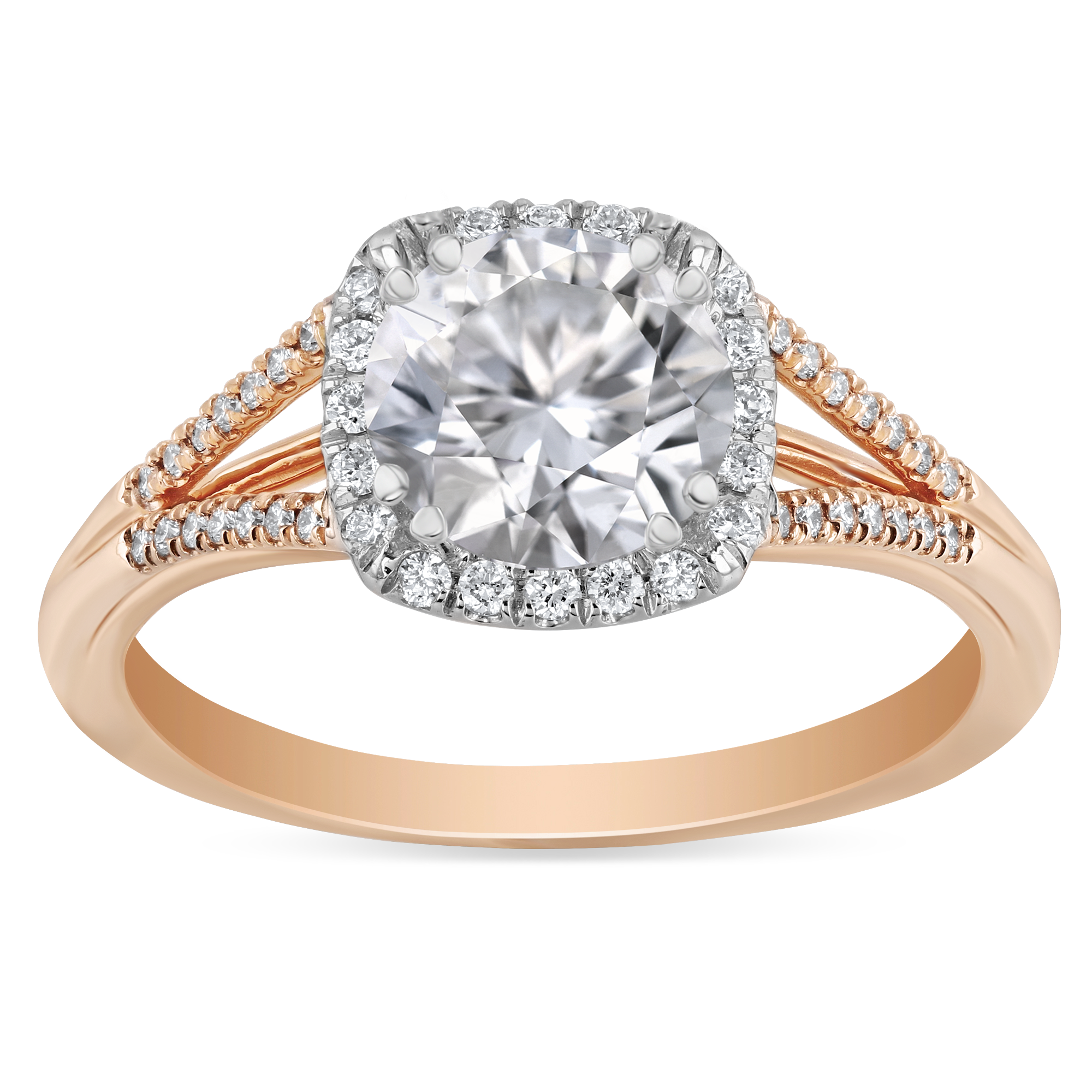 Diamond Halo Engagement Ring Setting in Rose & White Gold