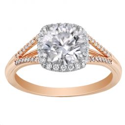 Diamond Halo Engagement Ring Setting in Rose & White Gold