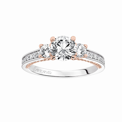 ArtCarved 14K White & Rose Gold Round Diamond Marlow Ring Setting, 0.44aptw