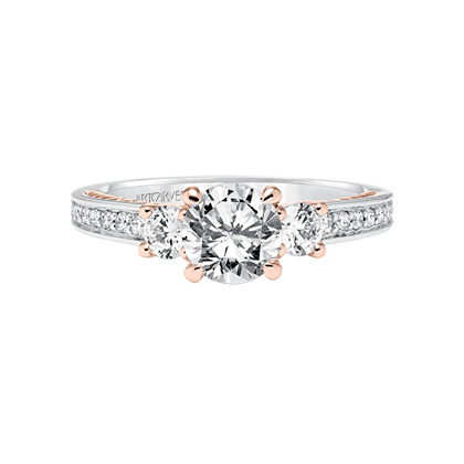 ArtCarved 14K White & Rose Gold Round Diamond Marlow Ring Setting, 0.44aptw