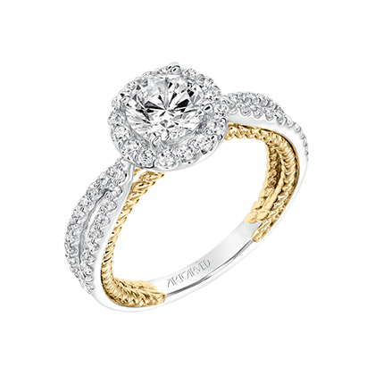 ArtCarved Marin Diamond Rope Ring Setting in Two Tone, 0.47 aptw