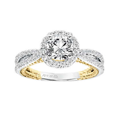 ArtCarved Marin Diamond Rope Ring Setting in Two Tone, 0.47 aptw