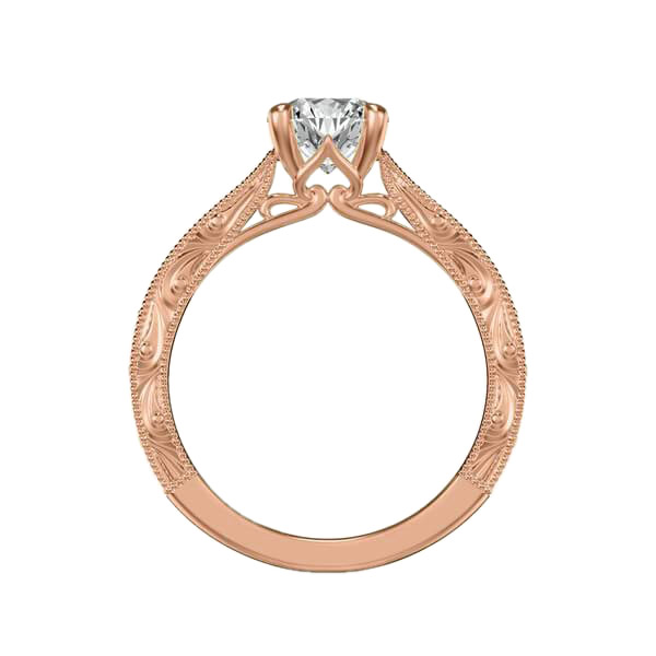 ArtCarved Julie Vintage Side Stone Diamond Engagement Ring Setting in Rose Gold
