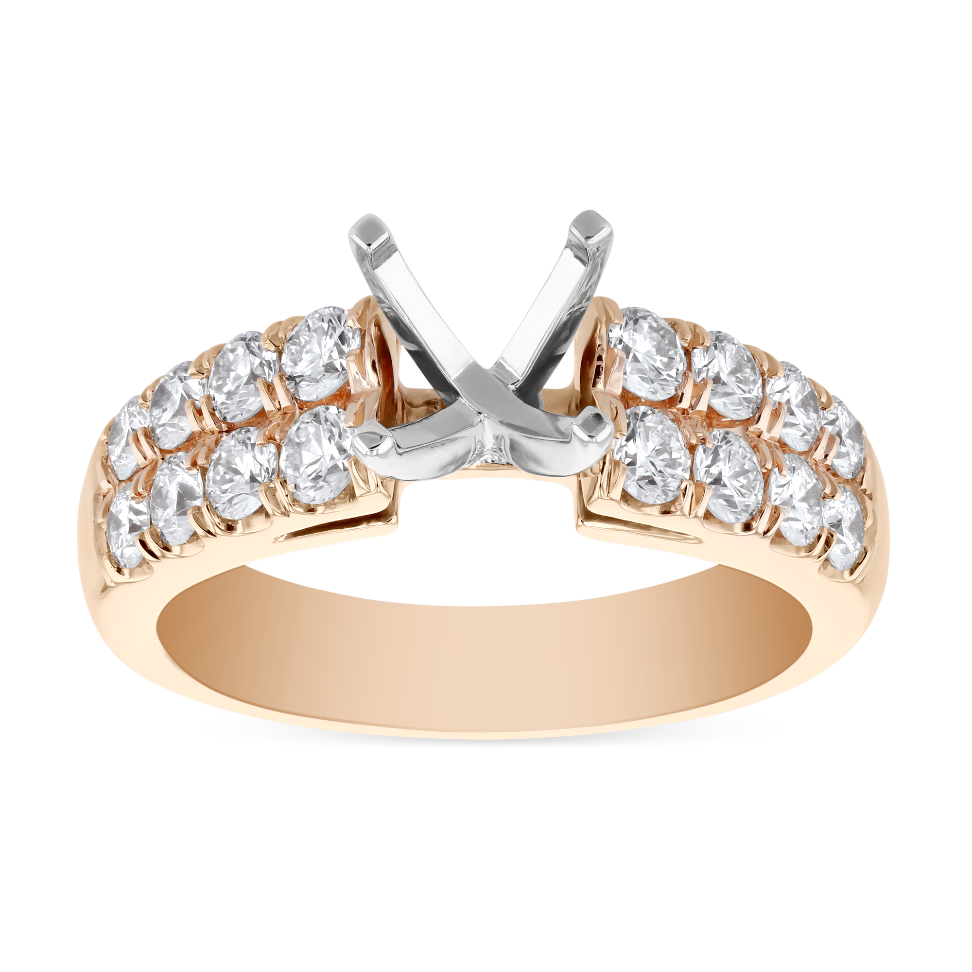 Rose Gold Diamond Fine Milgrain Ring Setting for Round Center Diamond
