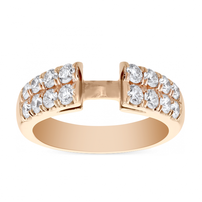 Rose Gold Diamond 2 Row Ring Setting for Round Center Diamond