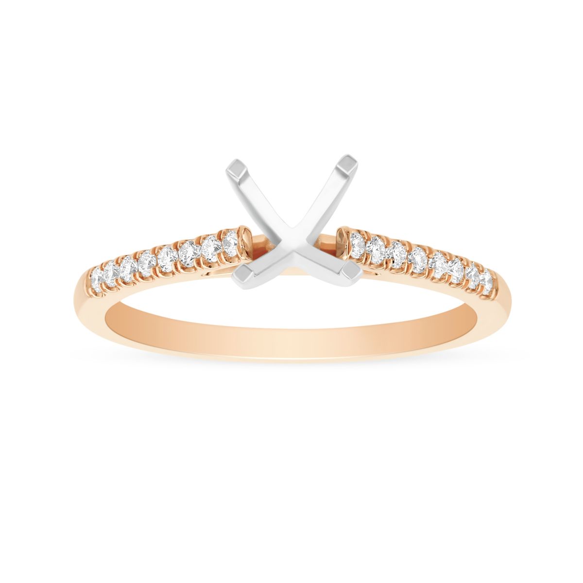 Rose Gold Prong Set Diamond Setting For 1.00ct Center Diamond