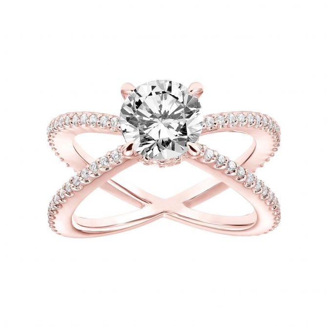 Rose Gold Diamond Pavé Row X Ring Setting Borsheims