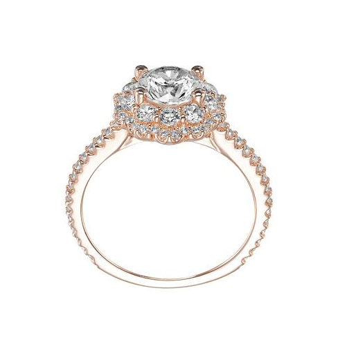 ArtCarved 14K Rose Gold Priscilla Double Diamond Halo Ring Setting, 0.78cttw