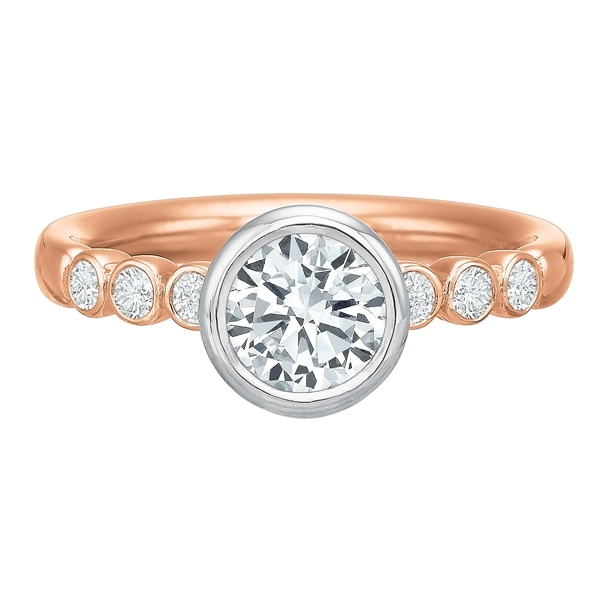 6 Diamond Bezel Set Ring Setting in Rose Gold