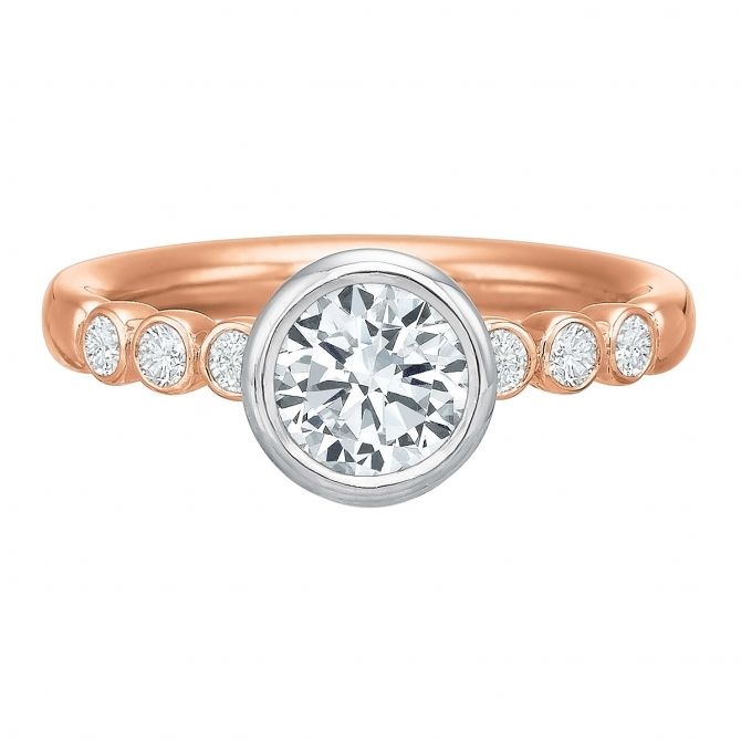 6 Diamond Bezel Set Ring Setting in Rose Gold