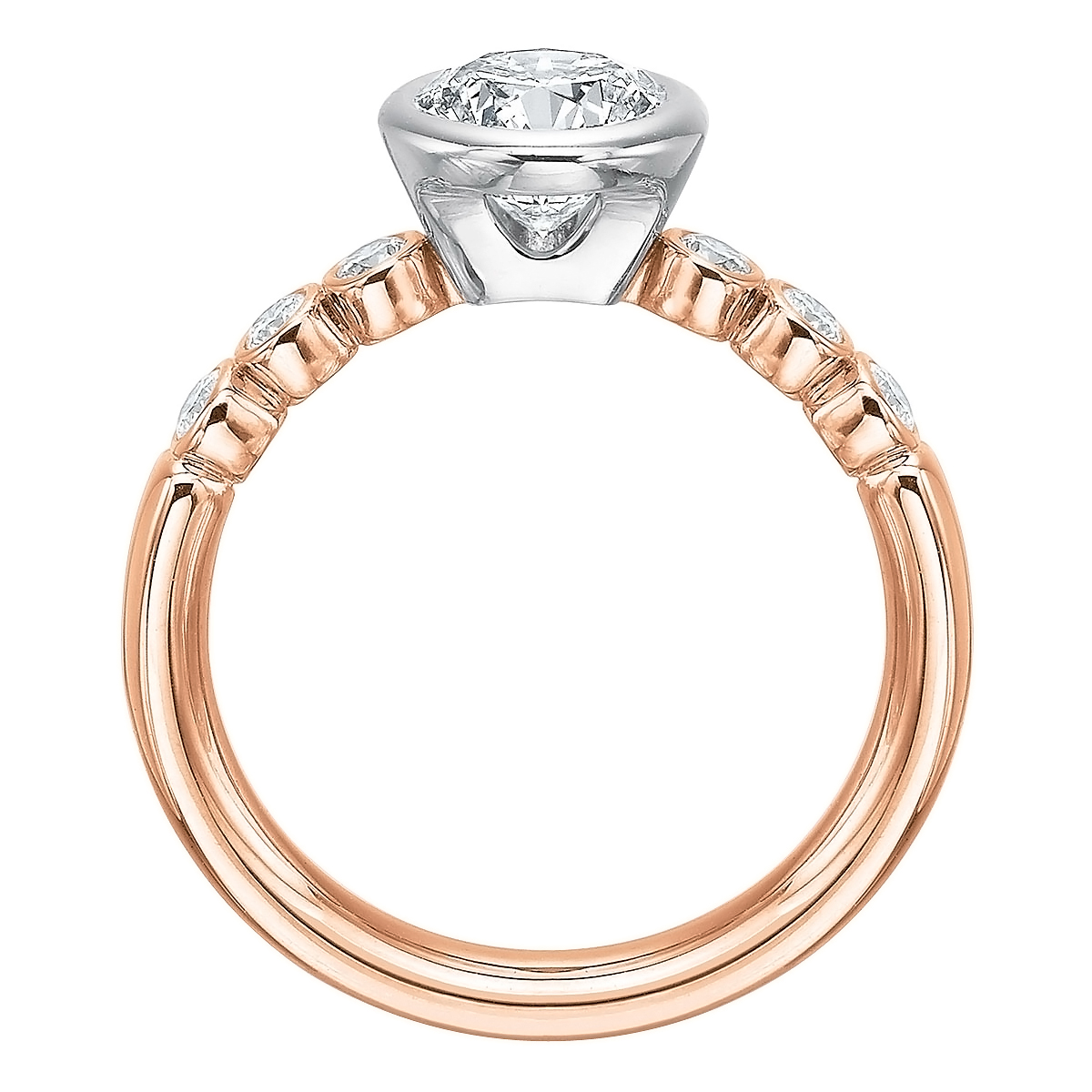 6 Diamond Bezel Set Ring Setting in Rose Gold