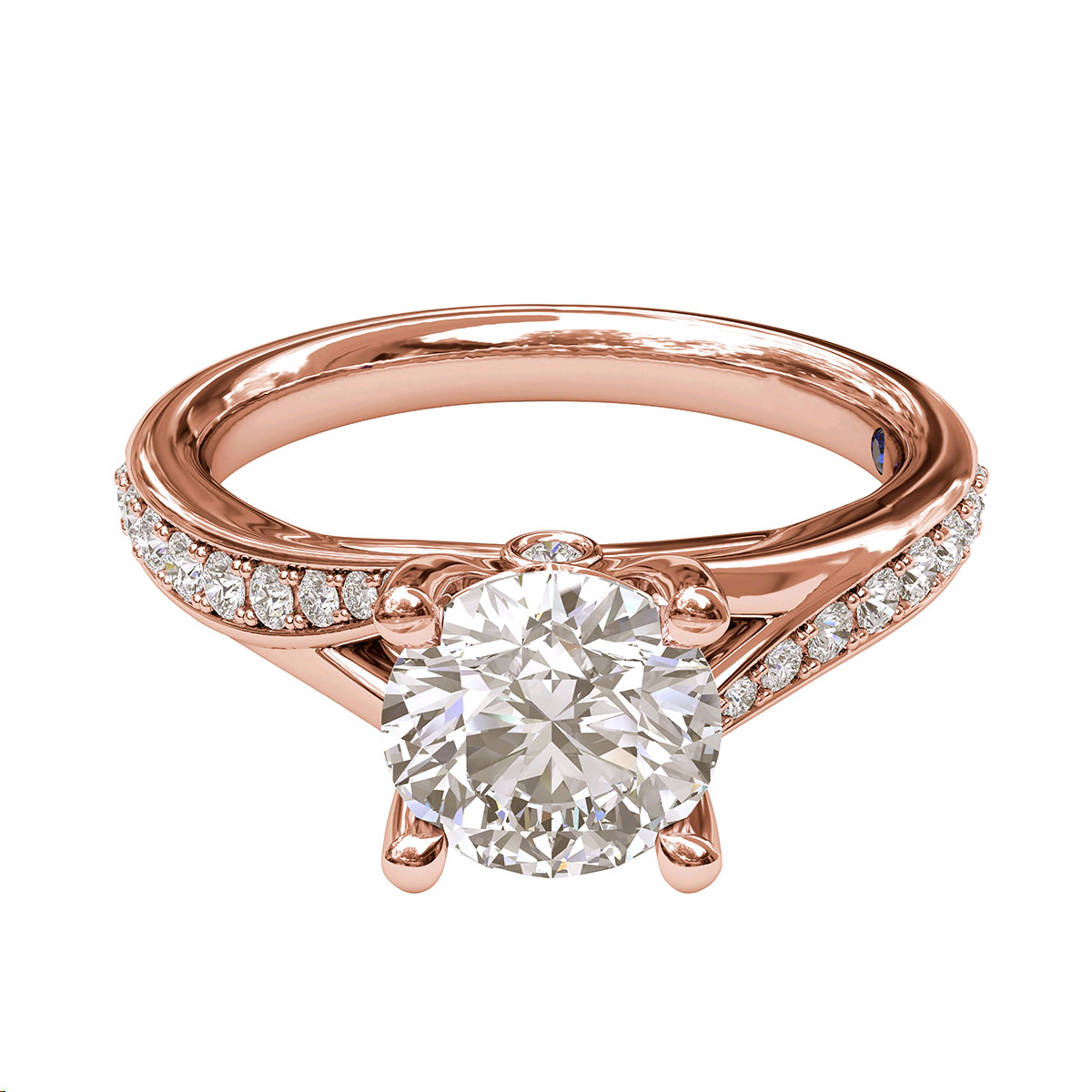 Diamond Half  Split Shank Ring Setting in Rose Gold