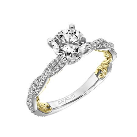 ArtCarved Lyric Ione Diamond Twisted Shank Ring Setting in Two Tone