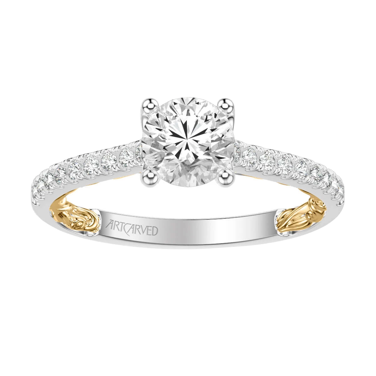 ArtCarved Lyric Marta Diamond Pavé Shank Ring Setting in Two Tone