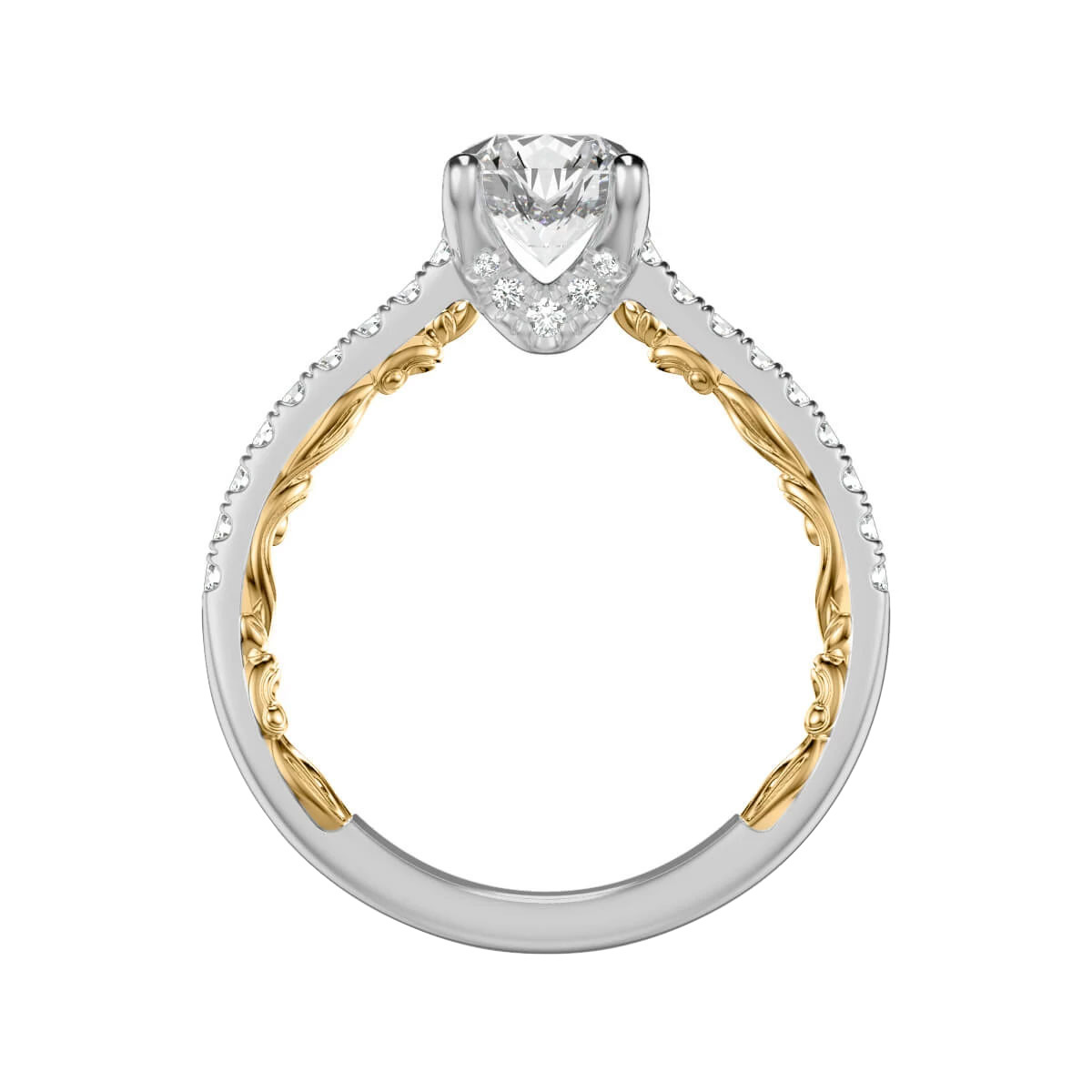 ArtCarved Lyric Marta Diamond Pavé Shank Ring Setting in Two Tone