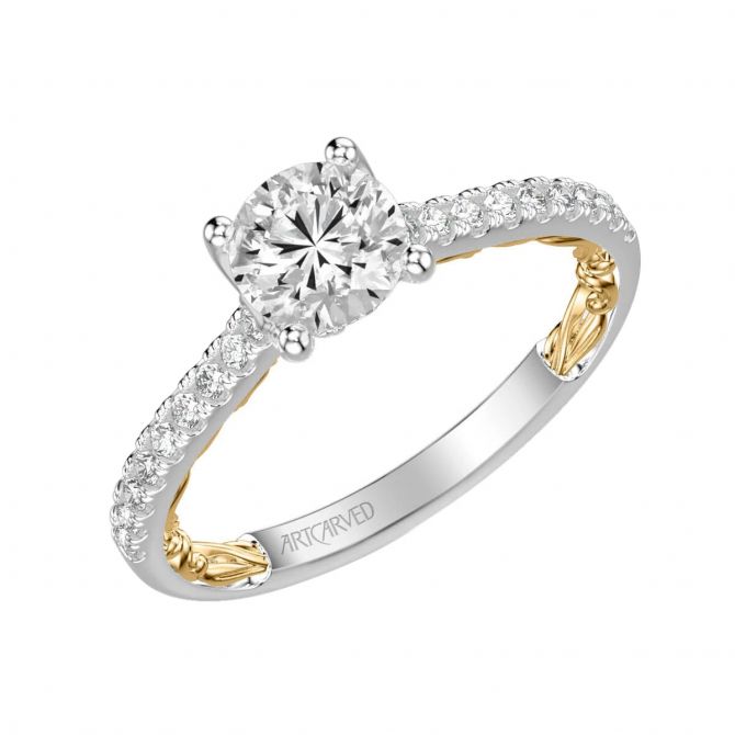 ArtCarved Lyric Marta Diamond Pavé Shank Ring Setting in Two Tone