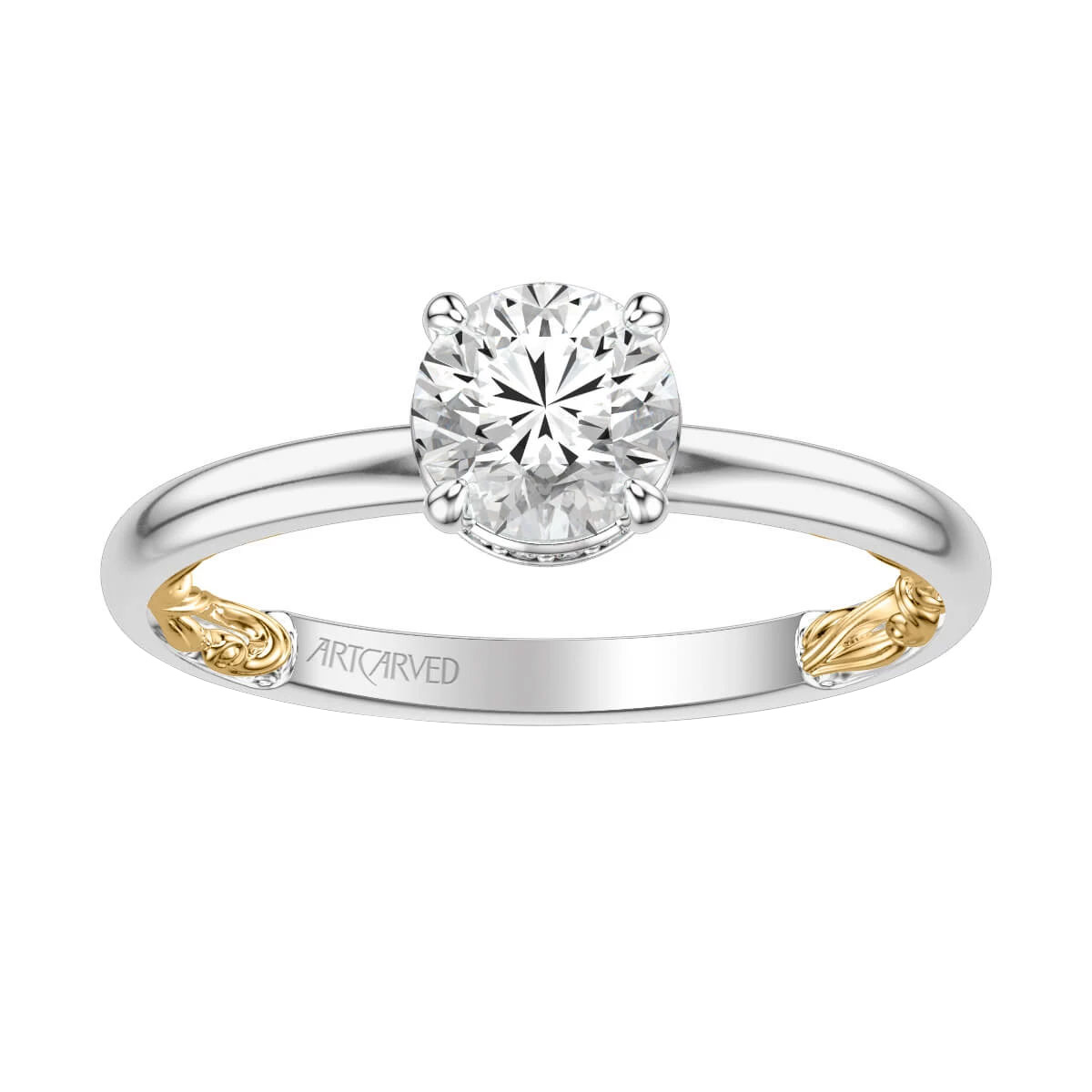 ArtCarved Lyric Aileen Diamond Peekaboo Gallery Ring Setting in Two Tone