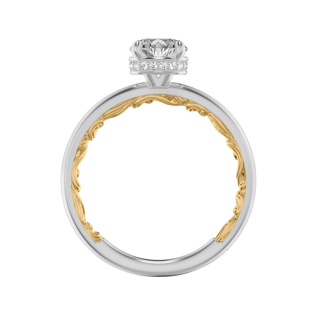 ArtCarved Lyric Aileen Diamond Peekaboo Gallery Ring Setting in Two Tone