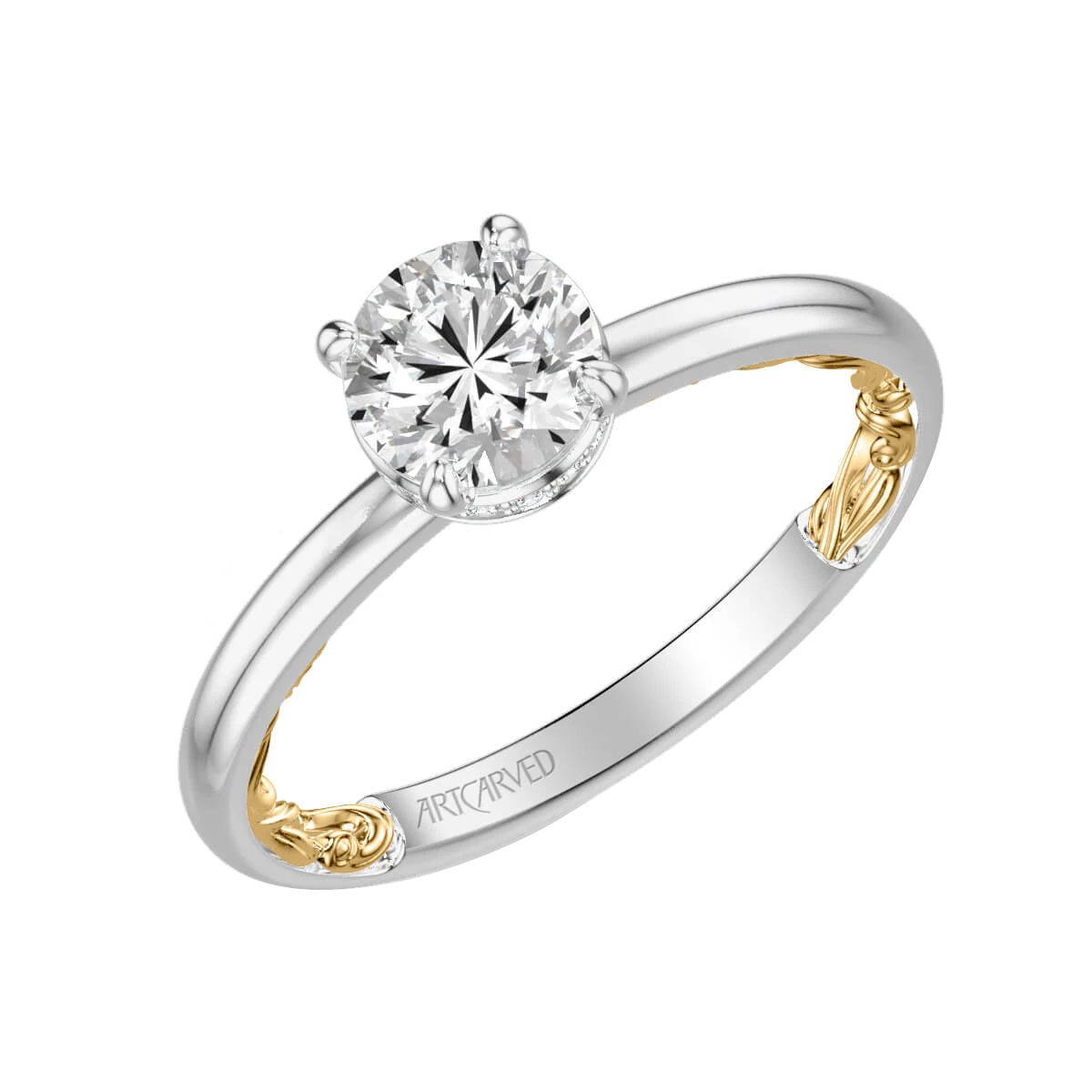 ArtCarved Lyric Aileen Diamond Peekaboo Gallery Ring Setting in Two Tone