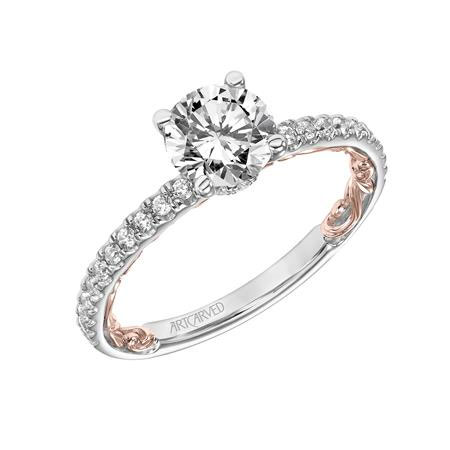 ArtCarved Lyric Cora Diamond Ring Setting in Rose & White Gold