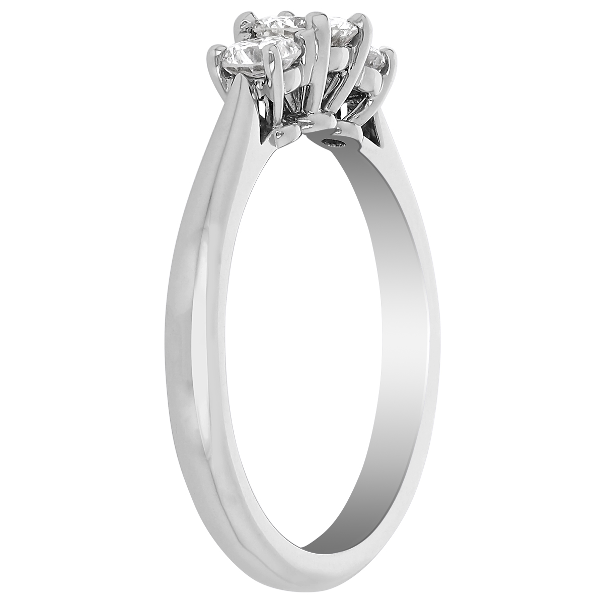 Round Diamond 3 Stone Engagement Ring in White Gold, .34 ct
