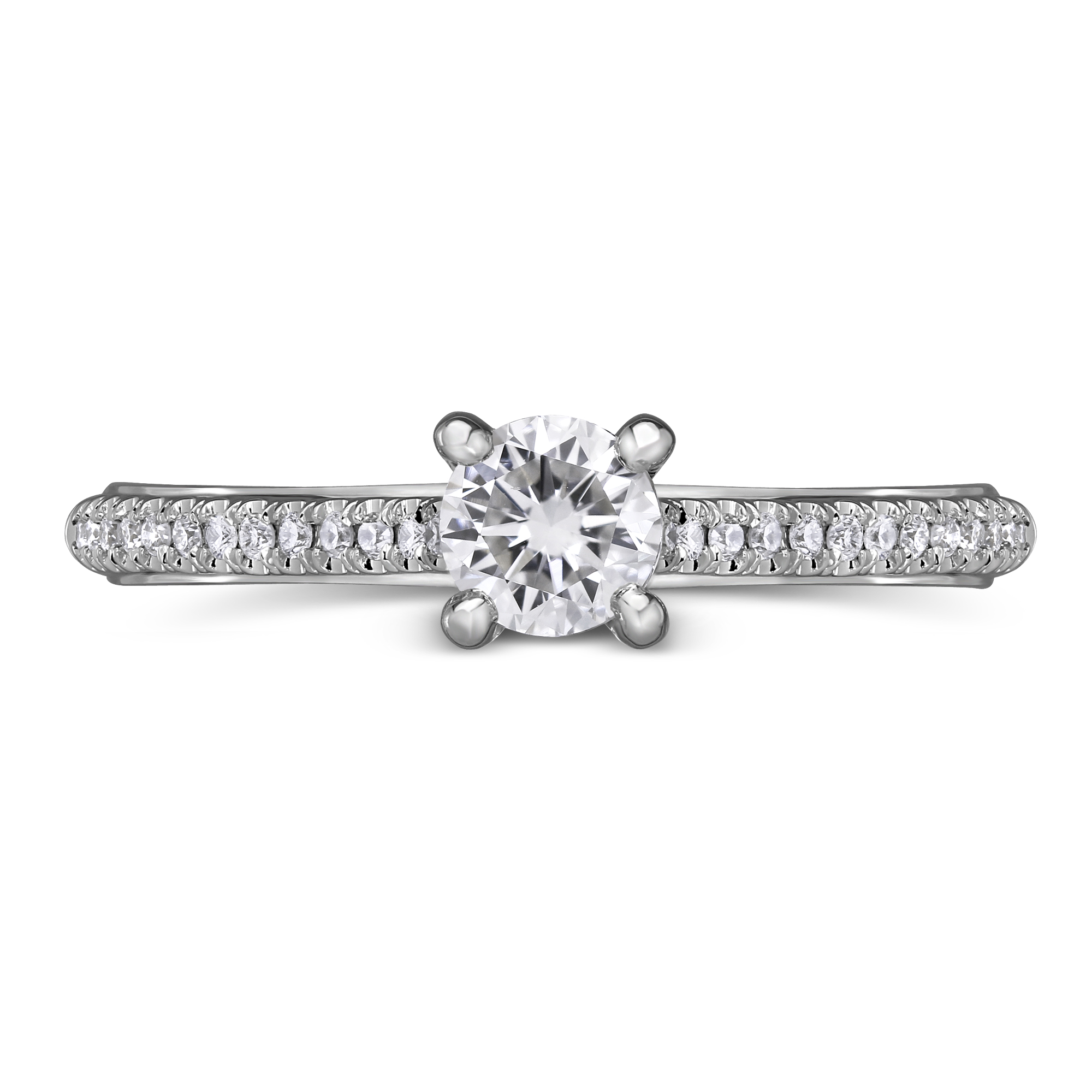 White Gold Diamond Engagement Ring with Diamond Shank, 0.61 ct