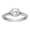White Gold Diamond Engagement Ring with Joined Diamond Halo & 2 Row Shank, .67 ct