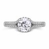 White Gold Diamond Engagement Ring with Joined Diamond Halo & 2 Row Shank, .67 ct