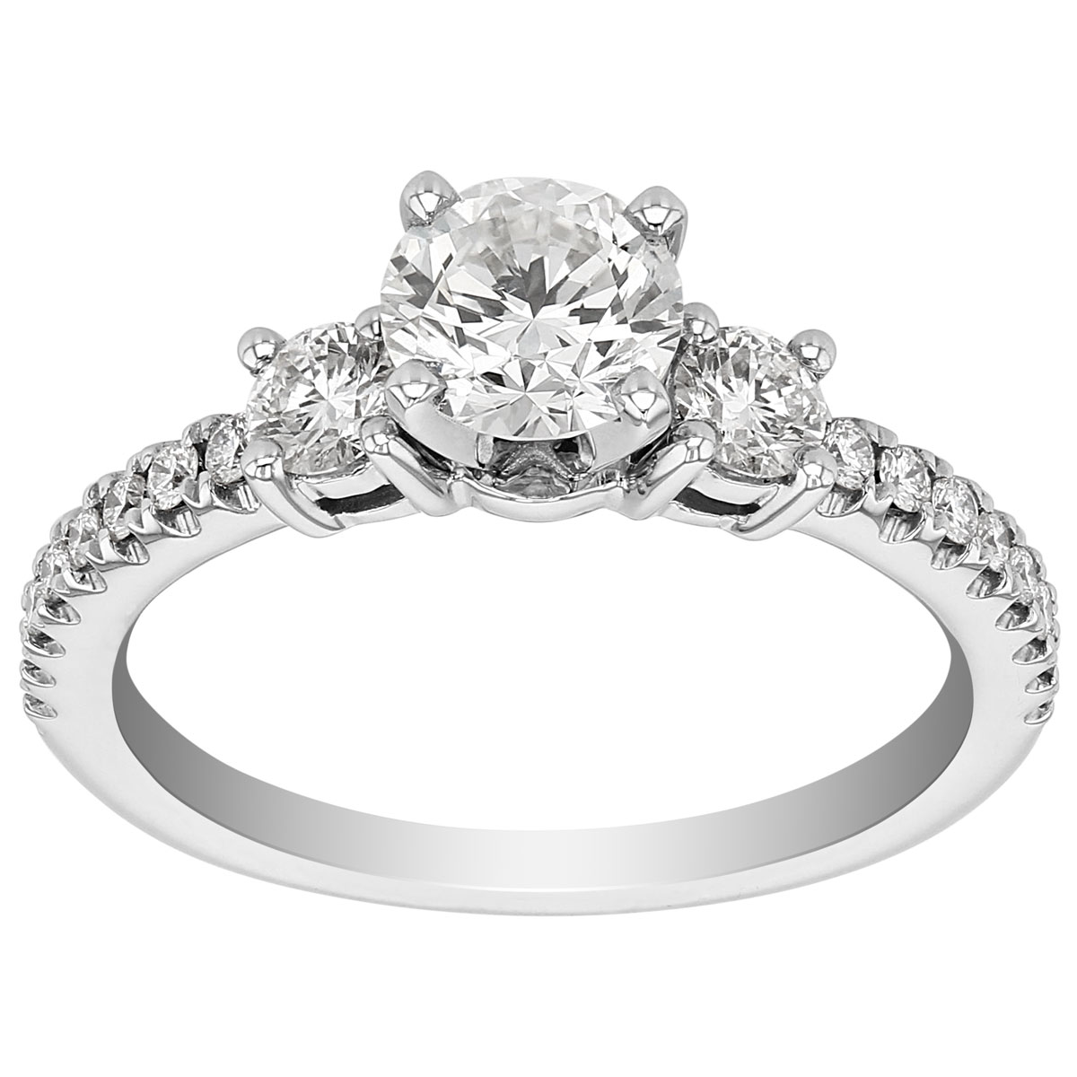 ALTR Lab Grown Diamond 3 Stone Ring Setting with Diamond Shank in White Gold