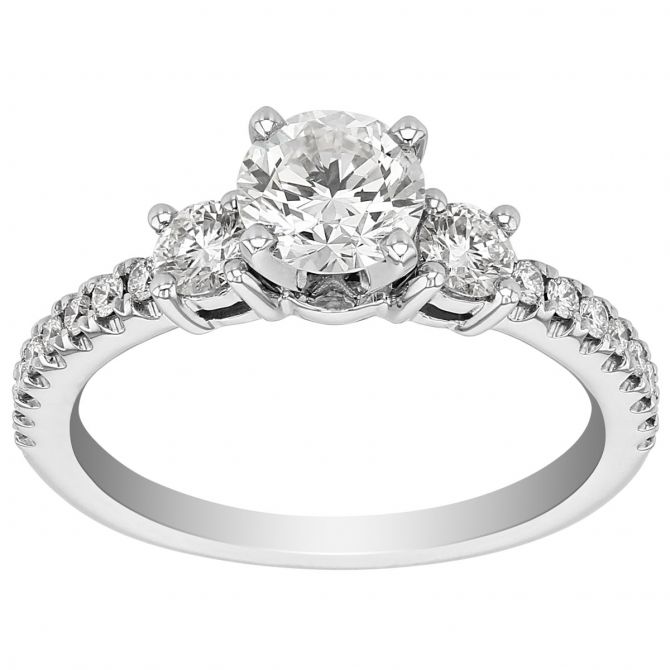 ALTR Lab Grown Diamond 3 Stone Ring Setting with Diamond Shank in White Gold