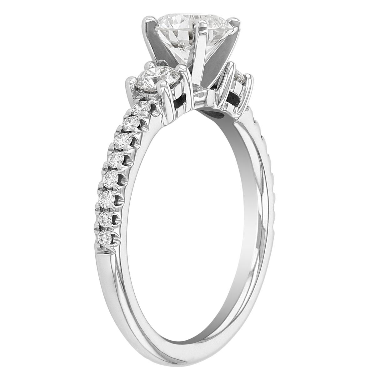 ALTR Lab Grown Diamond 3 Stone Ring Setting with Diamond Shank in White Gold