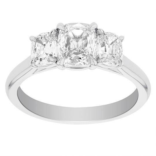 18k White Gold Cushion Diamond 3 Stone Engagement Ring Borsheims
