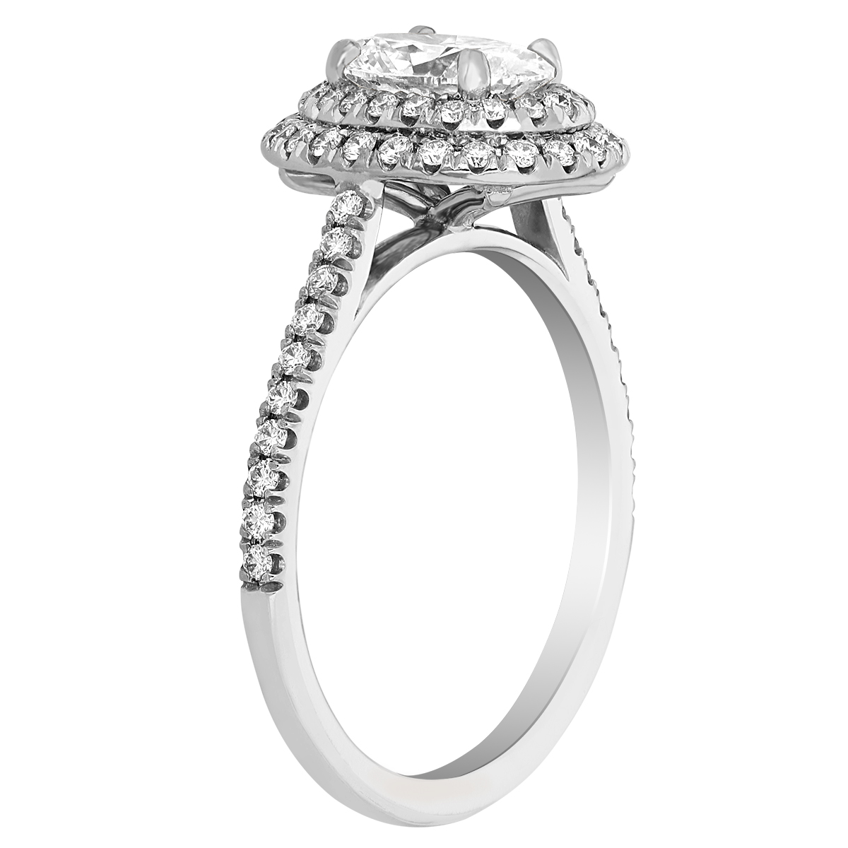 Borsheims Signature Oval Diamond Double Halo Ring in White Gold, 0.91 ct