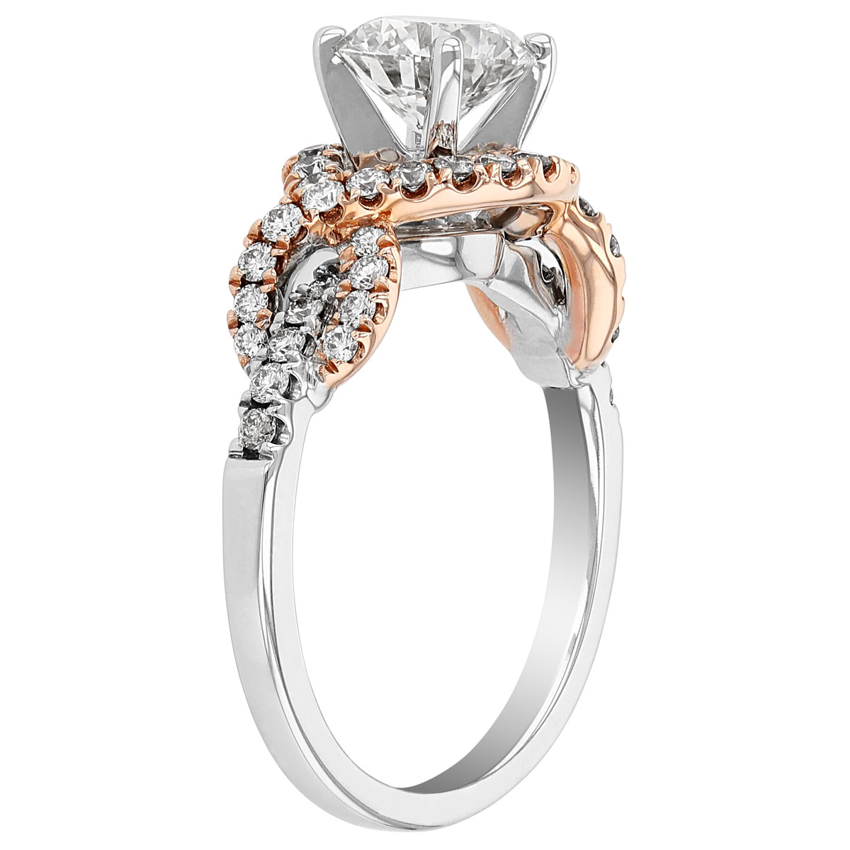 ALTR Lab Grown Diamond Engagement Ring with Criss Cross Pavé Shank in Rose & White Gold