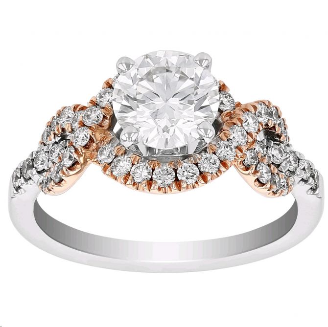 ALTR Lab Grown Diamond Engagement Ring with Criss Cross Pavé Shank in Rose & White Gold