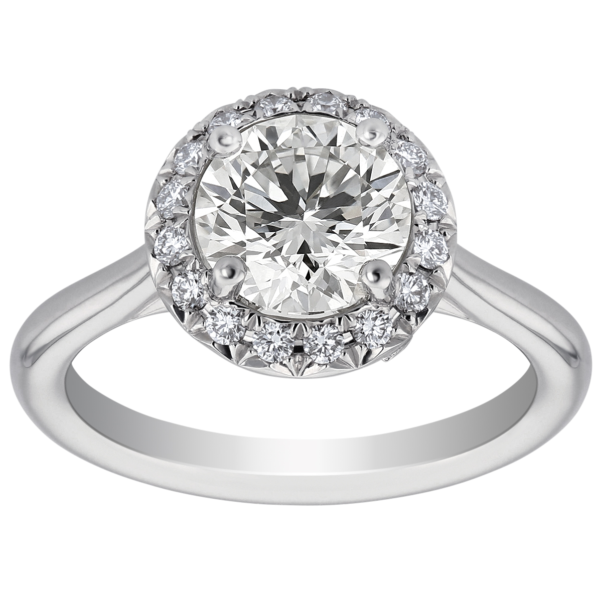 Borsheims Warren Buffett Signature Round Diamond Halo Ring in White Gold, 1.59 ct