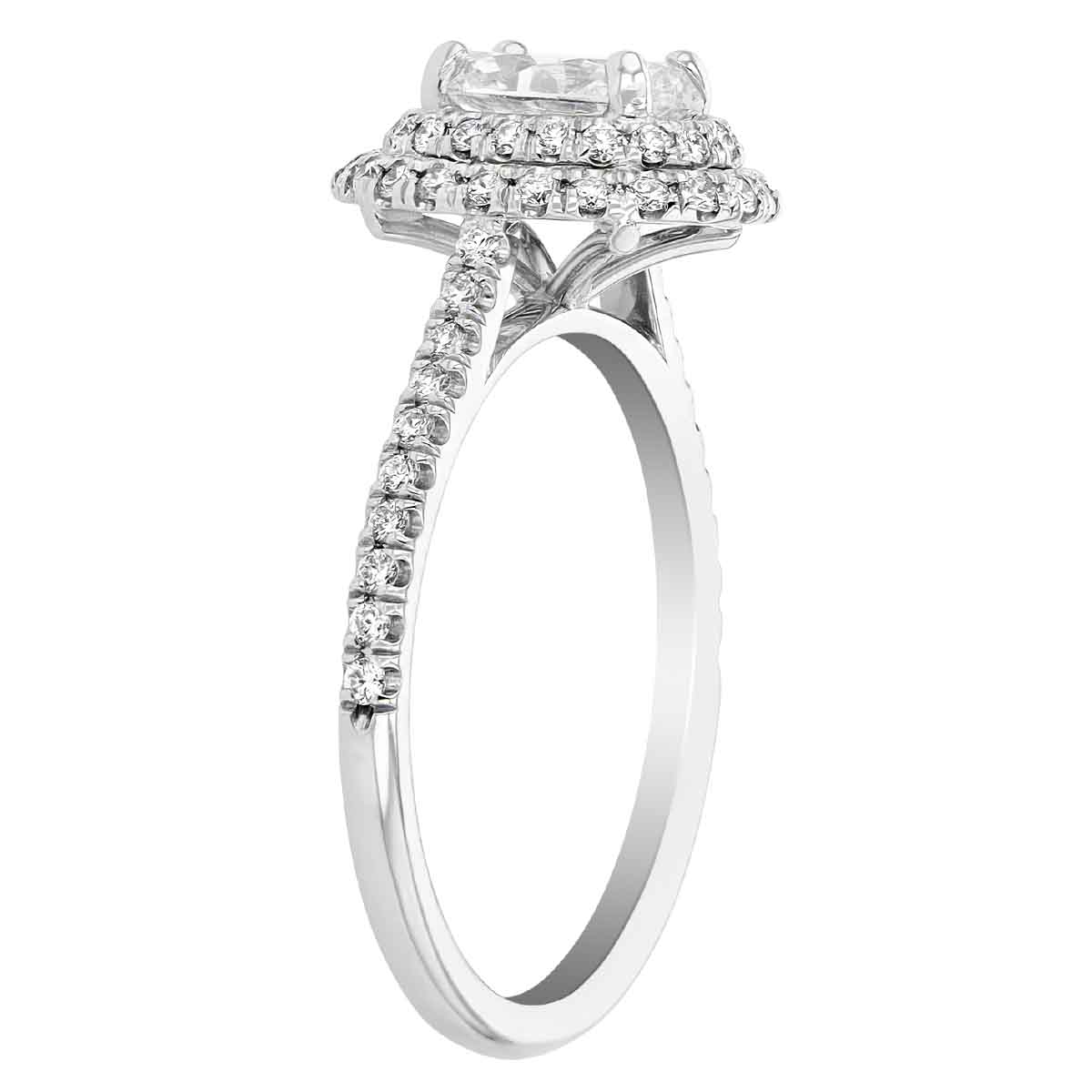 Borsheims Signature Oval Double Halo Engagement Ring in White Gold, .81 ct