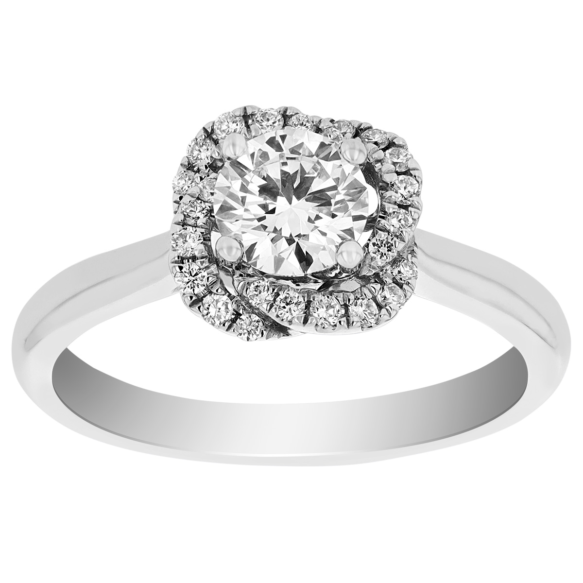 ALTR Lab Grown Diamond Twist Knot Square Halo Engagement Ring in White Gold