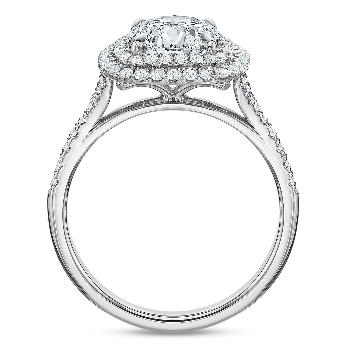 Kalahari Dream Diamond Double Halo Engagement Ring with Split Shank in White Gold