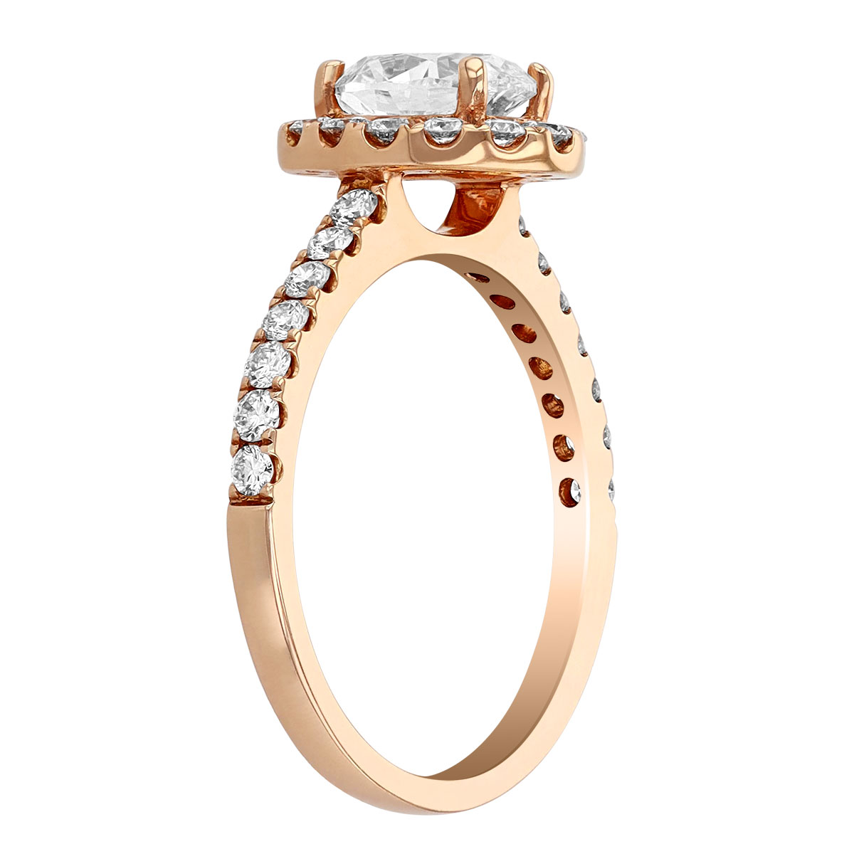 Oval Diamond Halo Engagement Ring in Rose Gold, 1 ct