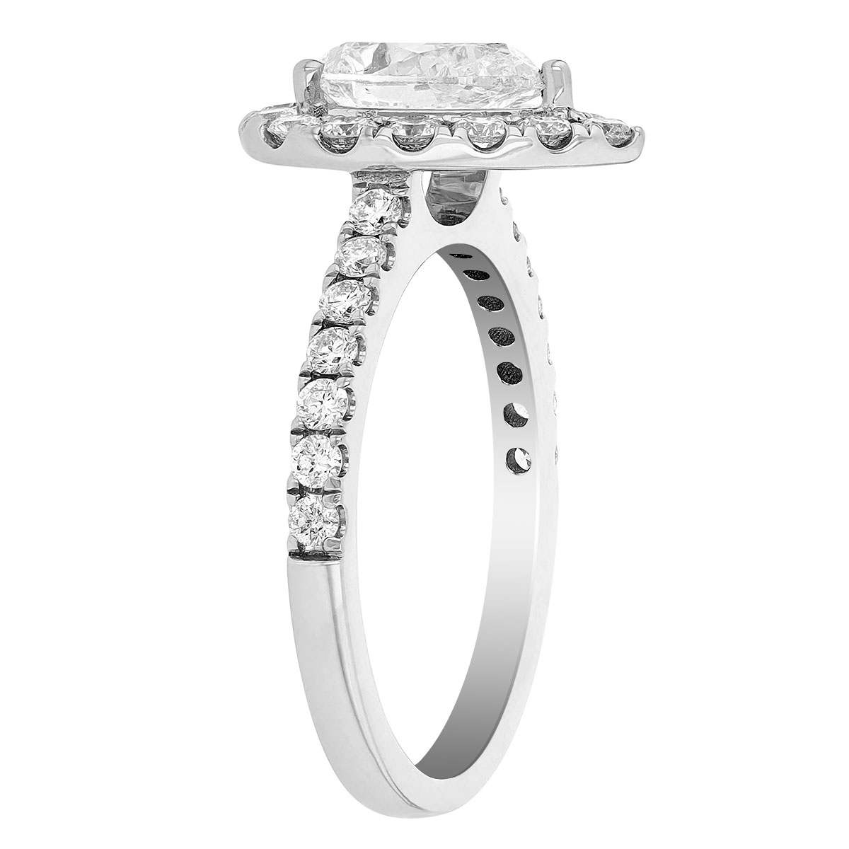 Pear Shaped Diamond Halo Engagement Ring in White Gold, 1.01 ct