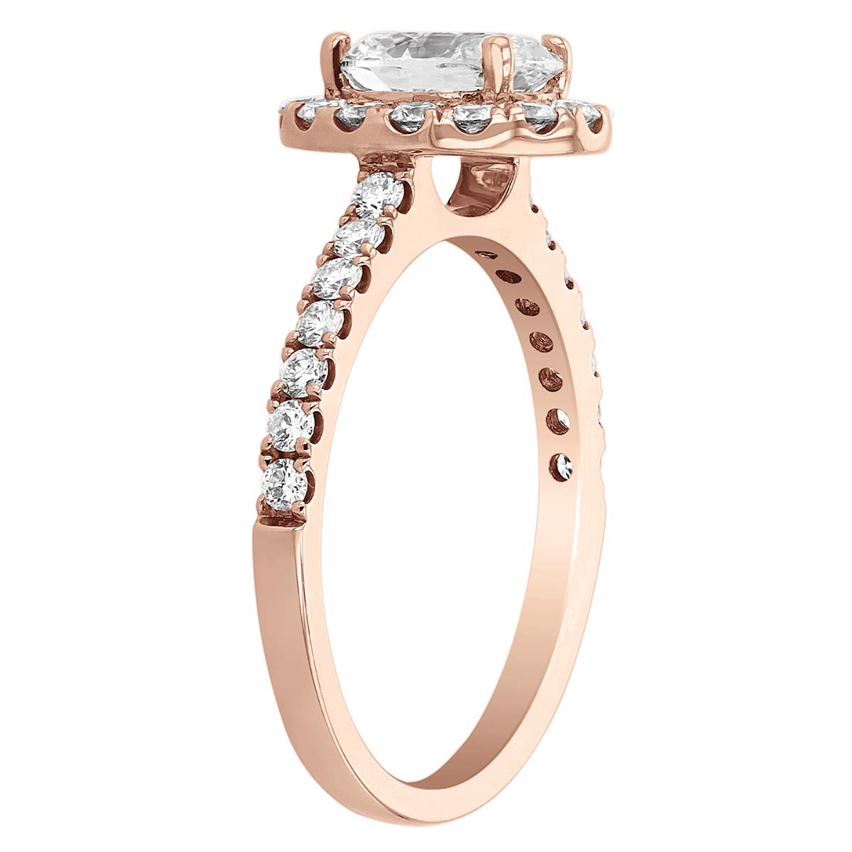 Oval Diamond Halo Engagement Ring in Rose Gold, 1.01 ct