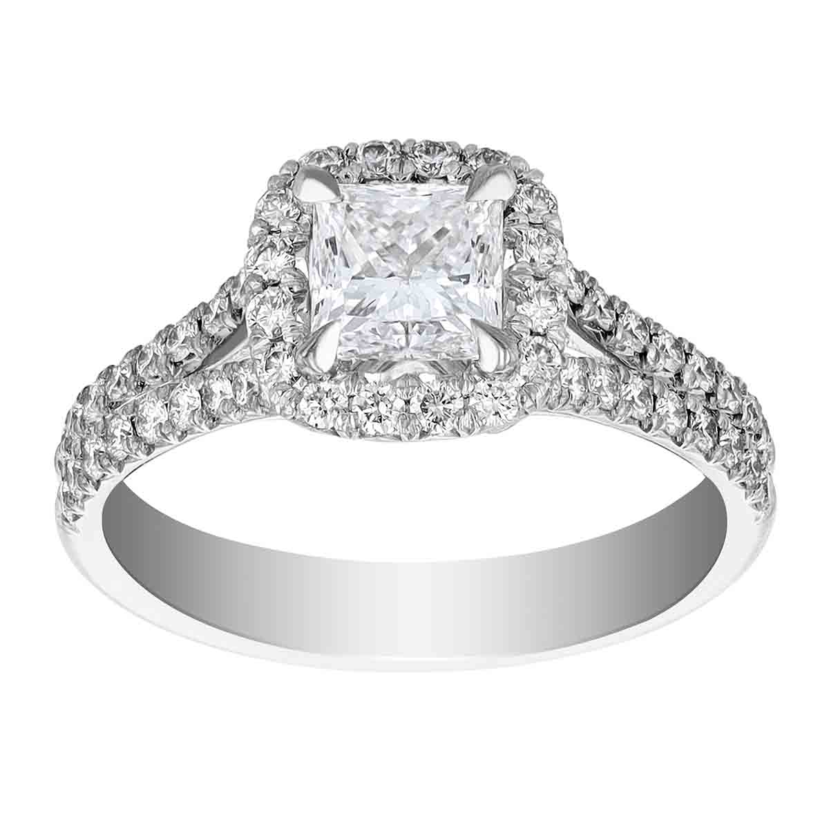 Borsheims Signature Square Halo & Split Shank Engagement Ring in White Gold