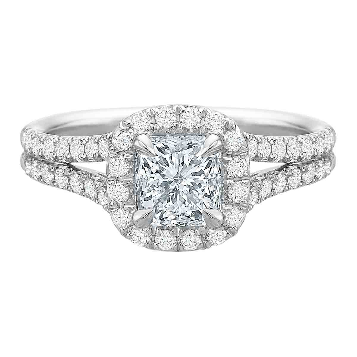 Borsheims Signature Square Halo & Split Shank Engagement Ring in White Gold