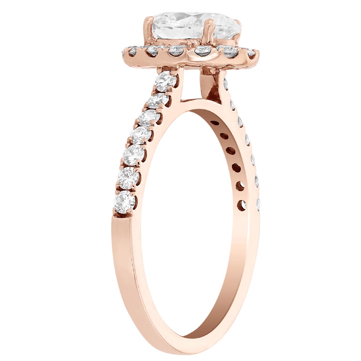 Oval Diamond Halo Engagement Ring in Rose Gold, 1 ct