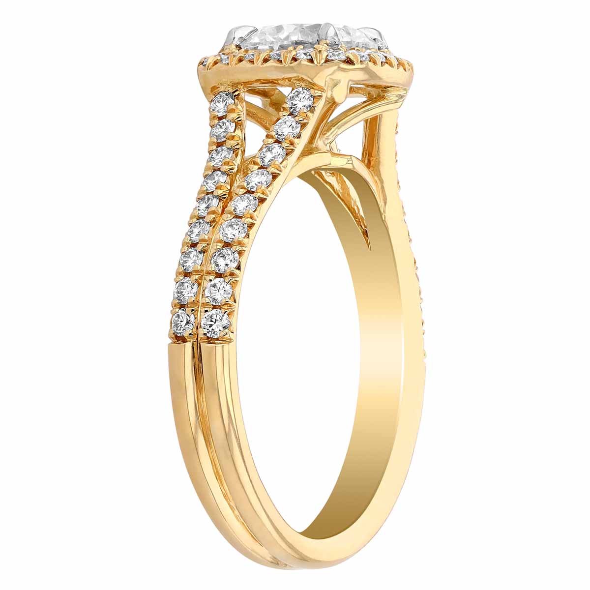 Borsheims Signature Round Halo & Split Shank Engagement Ring in Yellow Gold