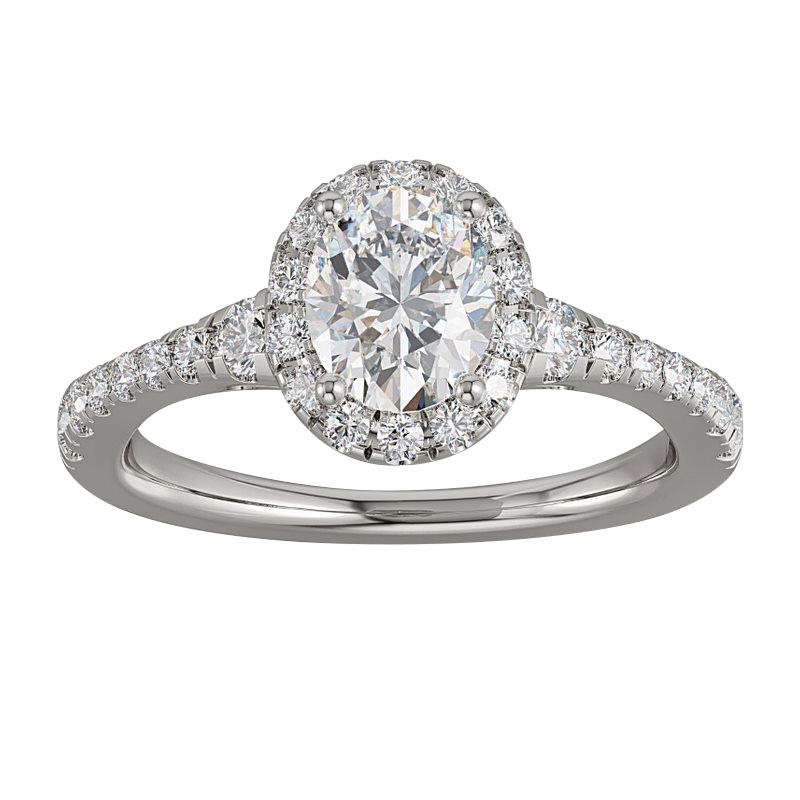 ALTR Lab Grown Oval Diamond Halo Engagement Ring in White Gold