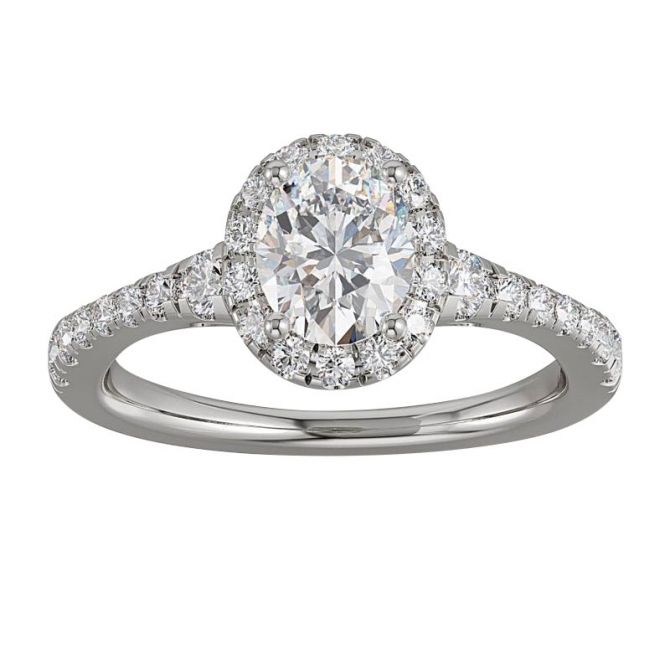 ALTR Lab Grown Oval Diamond Halo Engagement Ring in White Gold