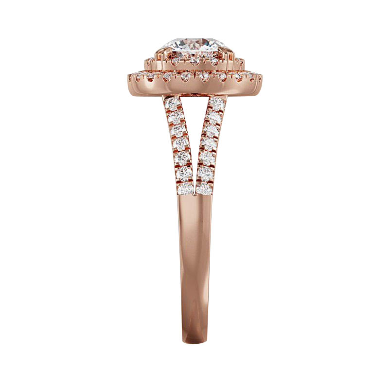 ALTR Lab Grown Round Diamond Double Halo Engagement Ring with Split Shank in Rose Gold